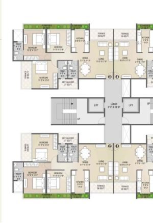 2bhk typical floor plan