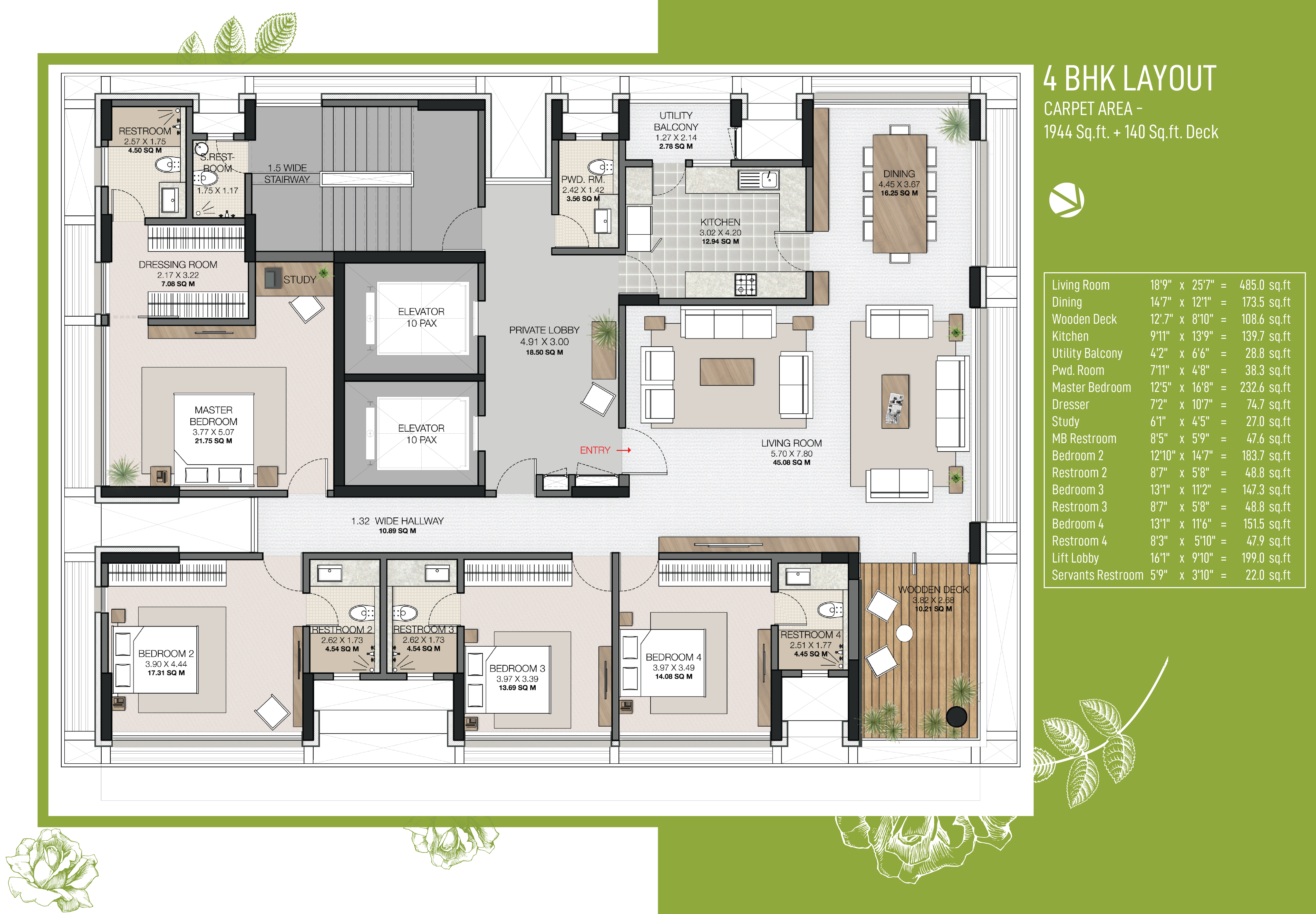 4 BHK Floor Plan | Garden 6
