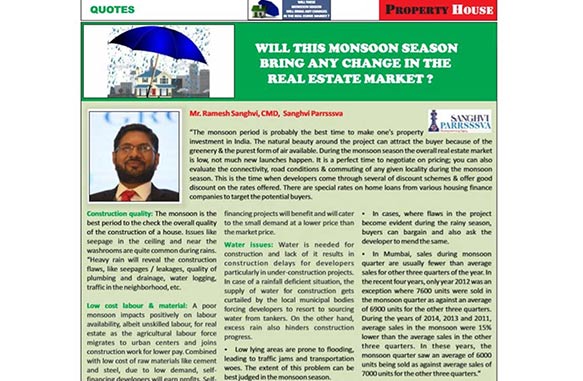 Mr. Ramesh Sanghvi, CMD, Sanghvi Parsssva Property House Magazine 