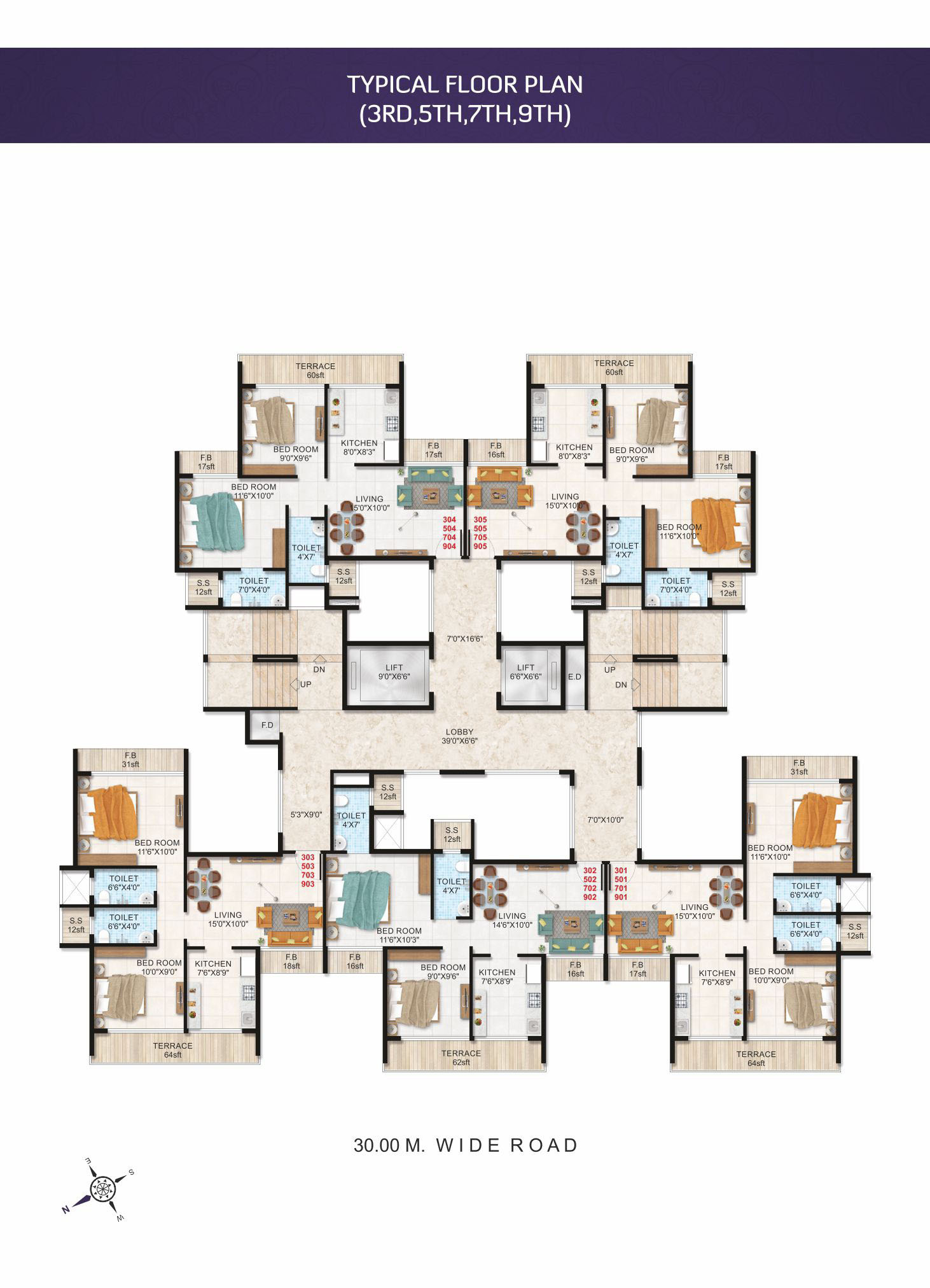 Shiv Ornate 3, 5 & 7 Floor Plan