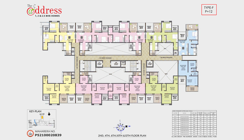 A Type 2nd 4th 6th 10th 12th Even Floor Plan