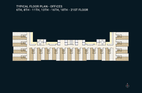 Typical Floor Plan - Offices 6th, 8th - 11th, 13th - 16th
                    18th - 21st