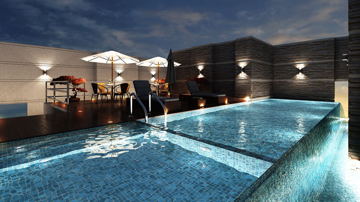 The Lumiere Andheri West | Pool Area Night View